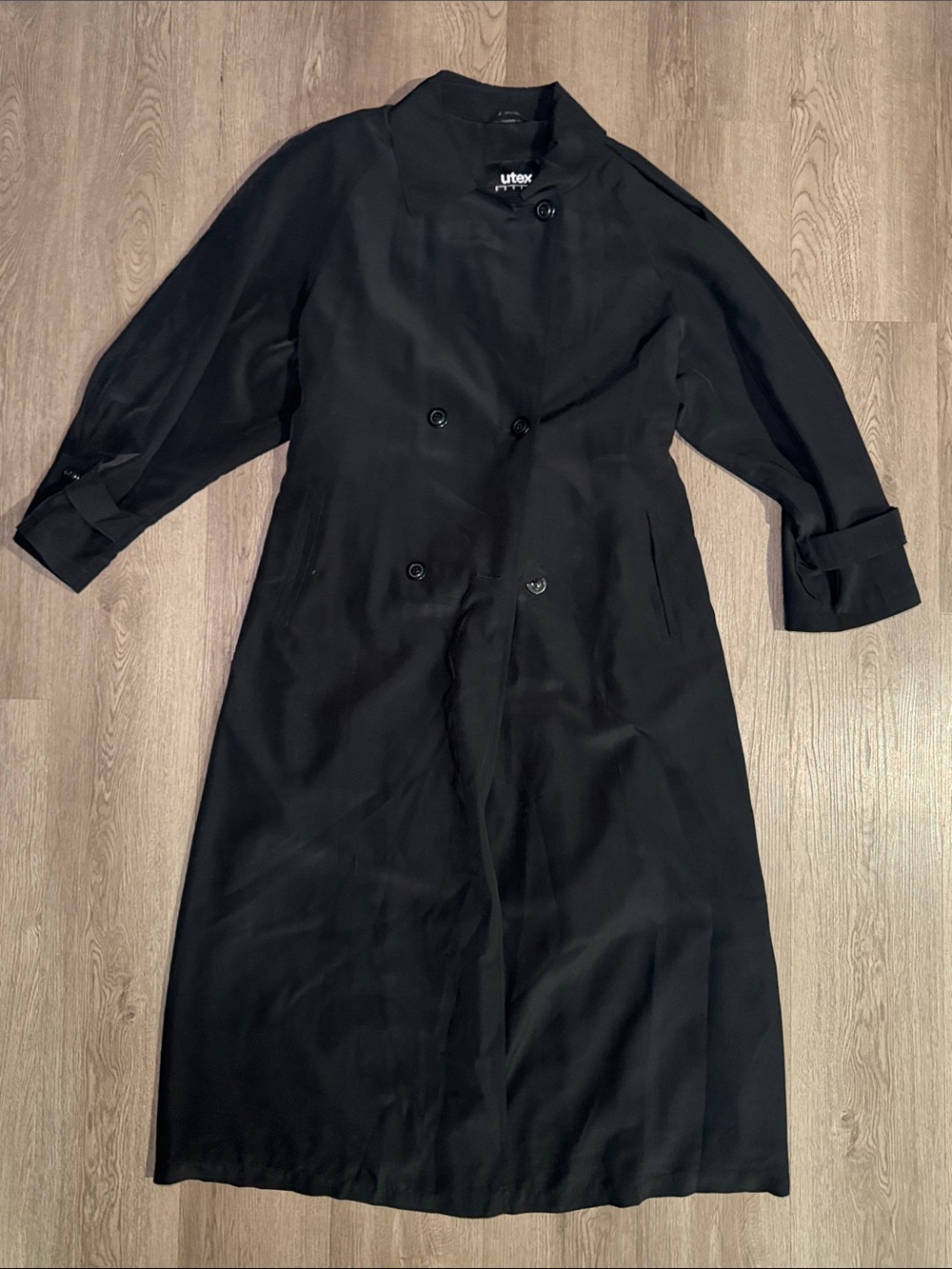 Utex Black Double-Breasted Pea Coat